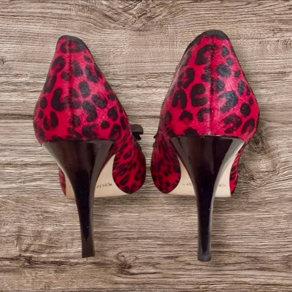 White House Black Market Red Leopard Print Heels – Size 7M - Picture 5 of 7